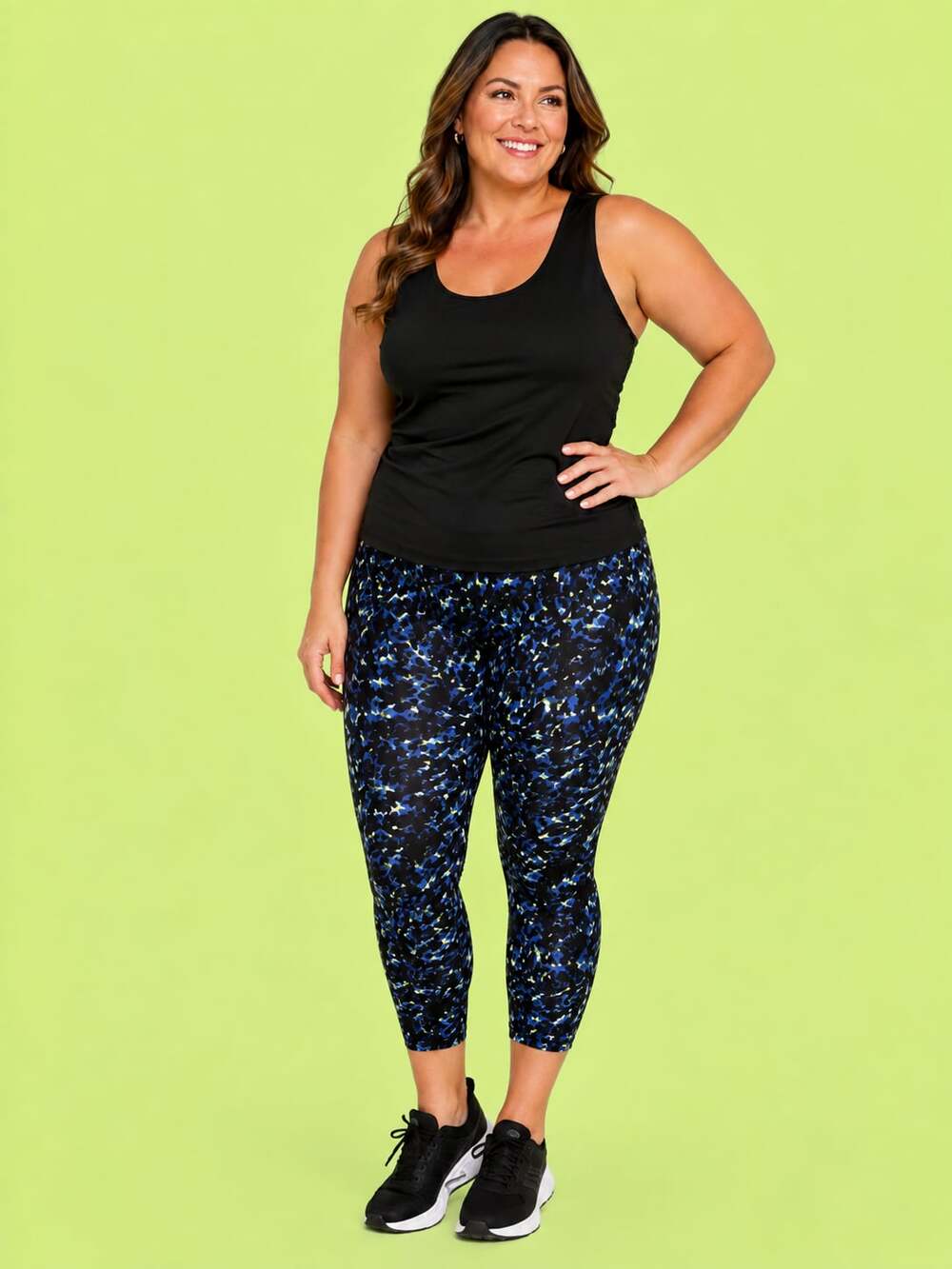 NWT- Athletic Works Women Blue Black Abstract Print Athletic Leggings